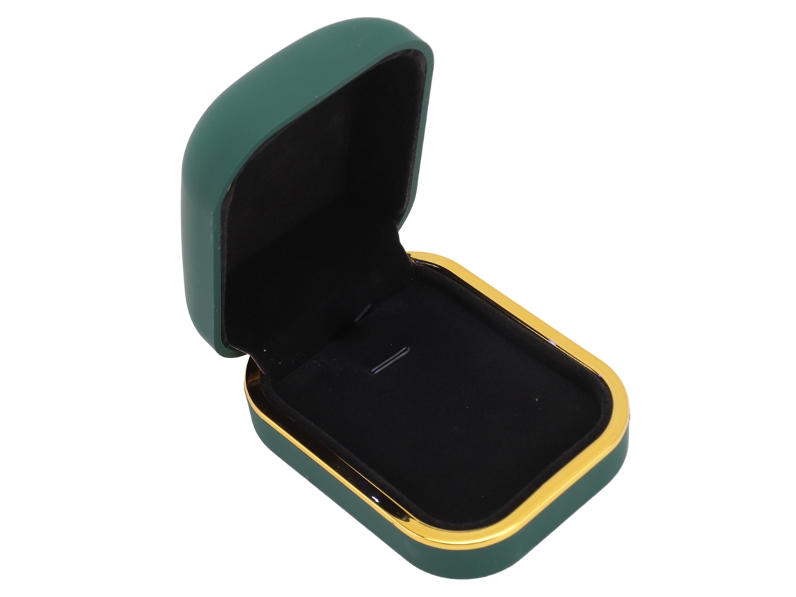 Caja Colgante Rectangular Con Luz Led, Bordes Redondeados E Interior De Terciopelo Verde Oscuro.