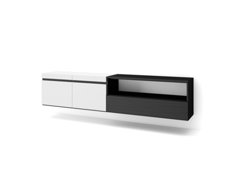 Mueble TV Televisión 200x45x35cm Para TV hasta 80 Colgado Suspendido Blanco y negro
