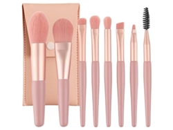 Brochas De Maquillaje Linjou, 8 Piezas Profesionales Con Estuche De Piel Sintética Rosa