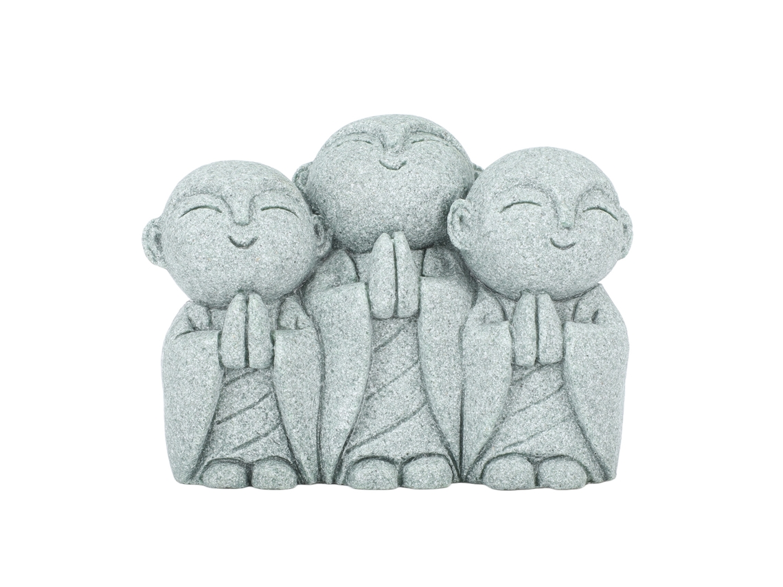 Mini estatua de monje budista chino de arenisca verde, bonita figura de Buda, adorno de 3 monjes pequeños para acuario, pecera, decoración del hogar y jardín.