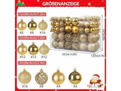 Lote de 100 bolas navideñas doradas, adornos brillantes y opacos, tamaños 3, 4 y 6 cm RNEMITERY