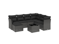 Maison Exclusive - Set De Sofás De Jardín 8 Piezas Y Cojines Ratán Sintético Negro