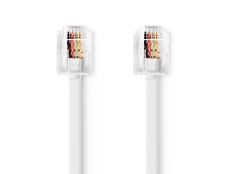 Cables de telecomunicaciones RJ11 macho RJ11 macho 5,00 metros Diseño de cable: Plano Chapado: niquelado Tipo de cable: RJ11 Blanco NEDIS