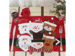Juego de cubiertos navideños de 6 piezas con forma de muñeco de nieve, incluye bolsa para cubiertos y accesorios para fiestas navideñas. Nostalgia88