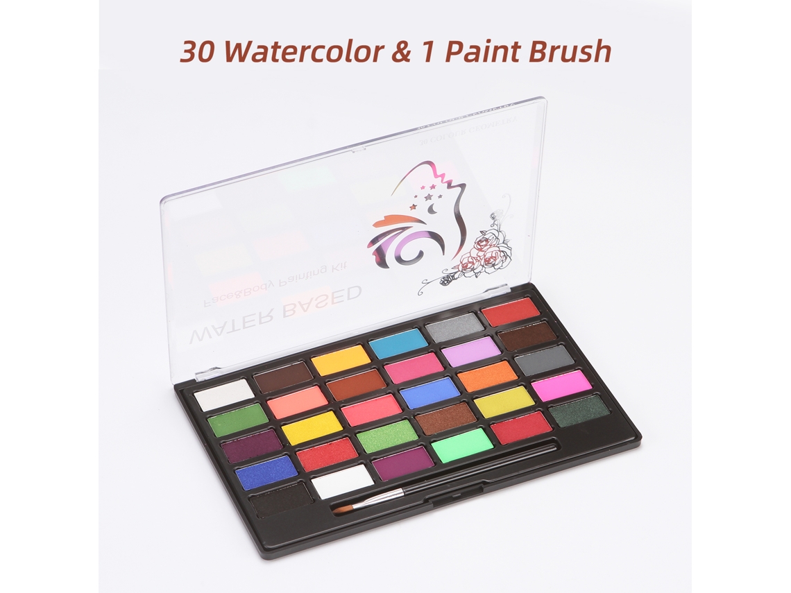 Kit Profesional De Pintura Facial De 30 Colores Con Pinceles Seguros, No Tóxicos E Hipoalergénicos Para Halloween, Cosplay, Fiestas, Festivales Y Artistas Adultos.