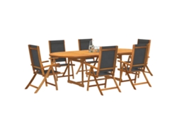 Juego de comedor de jardín de 7 piezas de acacia maciza y textilene Dkd Home Decor