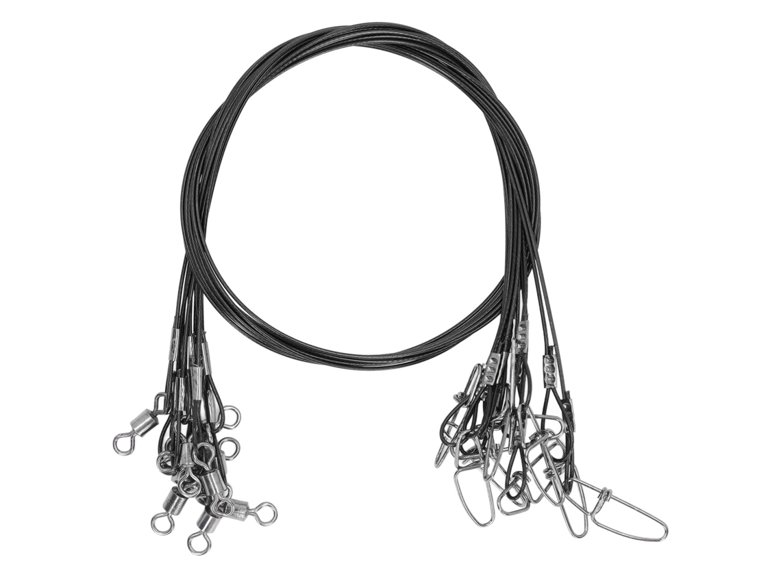 10 Bajos De Línea De Pesca Con Emerillones, Alambre De Acero Anti-mordeduras, 50 Cm, Alta Resistencia.