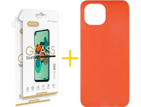 Kit Funda + 2 Protectores de Pantalla Apple iPhone 13 ACCETEL Liso 9 Rojo