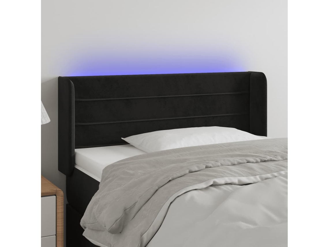 Cabecero Con Led De Terciopelo Negro 83x16x78/88 Cm