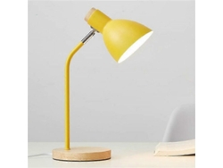 Lámpara De Mesa De Madera Con Pantalla Metálica, Interruptor De Botón E27, Para Lectura Decorativa.