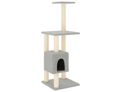 vidaXL Rascador para gatos con postes de sisal gris claro 104 cm