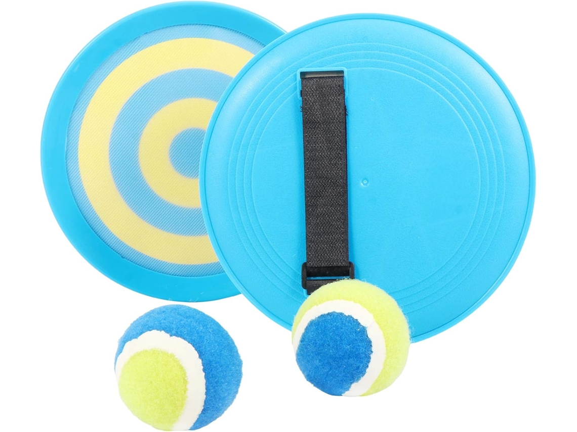 Divertido juego de lanzar y atrapar pelotas pegajosas en la playa, ideal para padres e hijos.