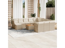 Conjunto de 13 sofás de jardín con cojines de mimbre beige de DKD Home Decor