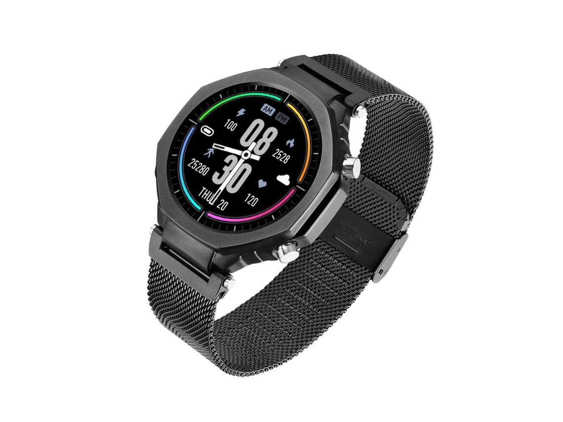 Reloj inteligente Fitness Tracker con monitor 24 horas negro
