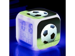 Reloj creativo de alarma con diseño de fútbol, LED colorido, reloj cuadrado para niños y estudiantes Kofihety