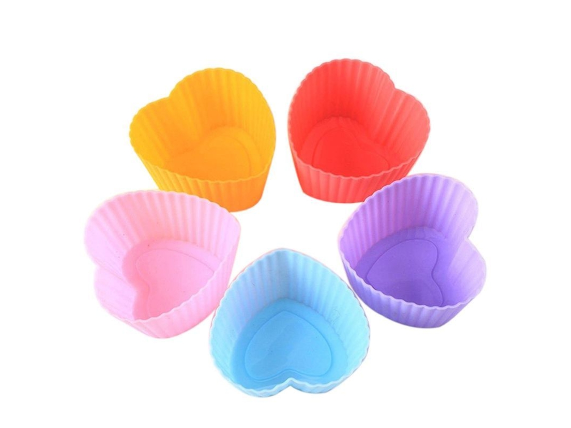 Farfi 5 Moldes De Silicona Antiaderentes Para Assar Magdalenas Com Formas Geométricas Para Cozinha 5 Piezas Coração