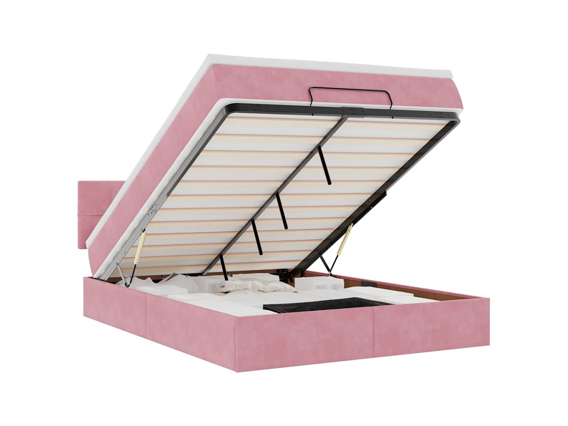 Maison Exclusive - Estructura Cama Otomana Colchón Terciopelo Rosa 140x200cm
