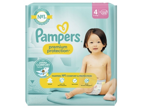 Pañal Premium Protection 25 Talla 4 9-14 kg PAMPERS