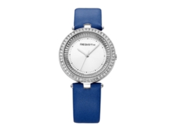 Reloj Analógico Casual Para Mujer Con Cristales De Cuarzo Y Correa De Pu Azul Y Blanca.
