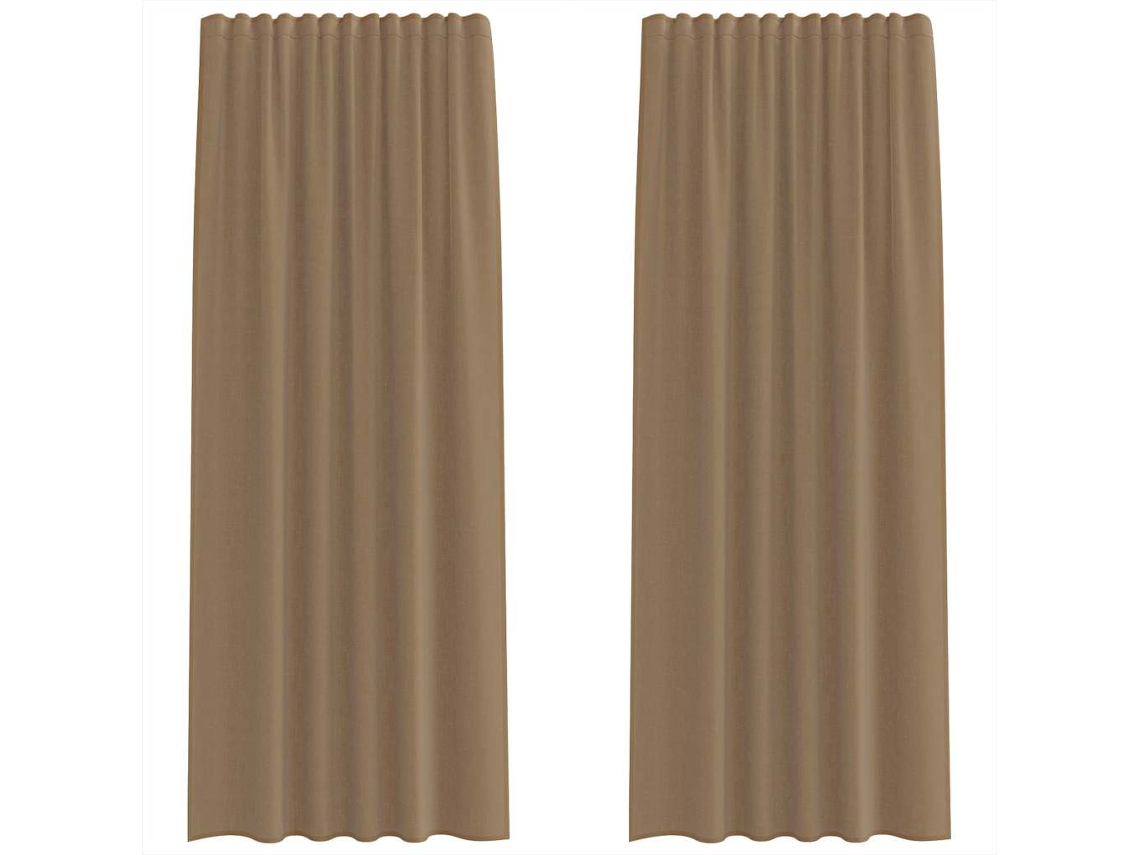 Maison Exclusive - Cortinas De Voile Con Ojales Para Barra, 2 Unidades, Marrón Claro