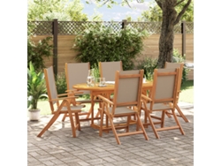 Juego de comedor de jardín de 7 piezas de acacia maciza y textilene Dkd Home Decor