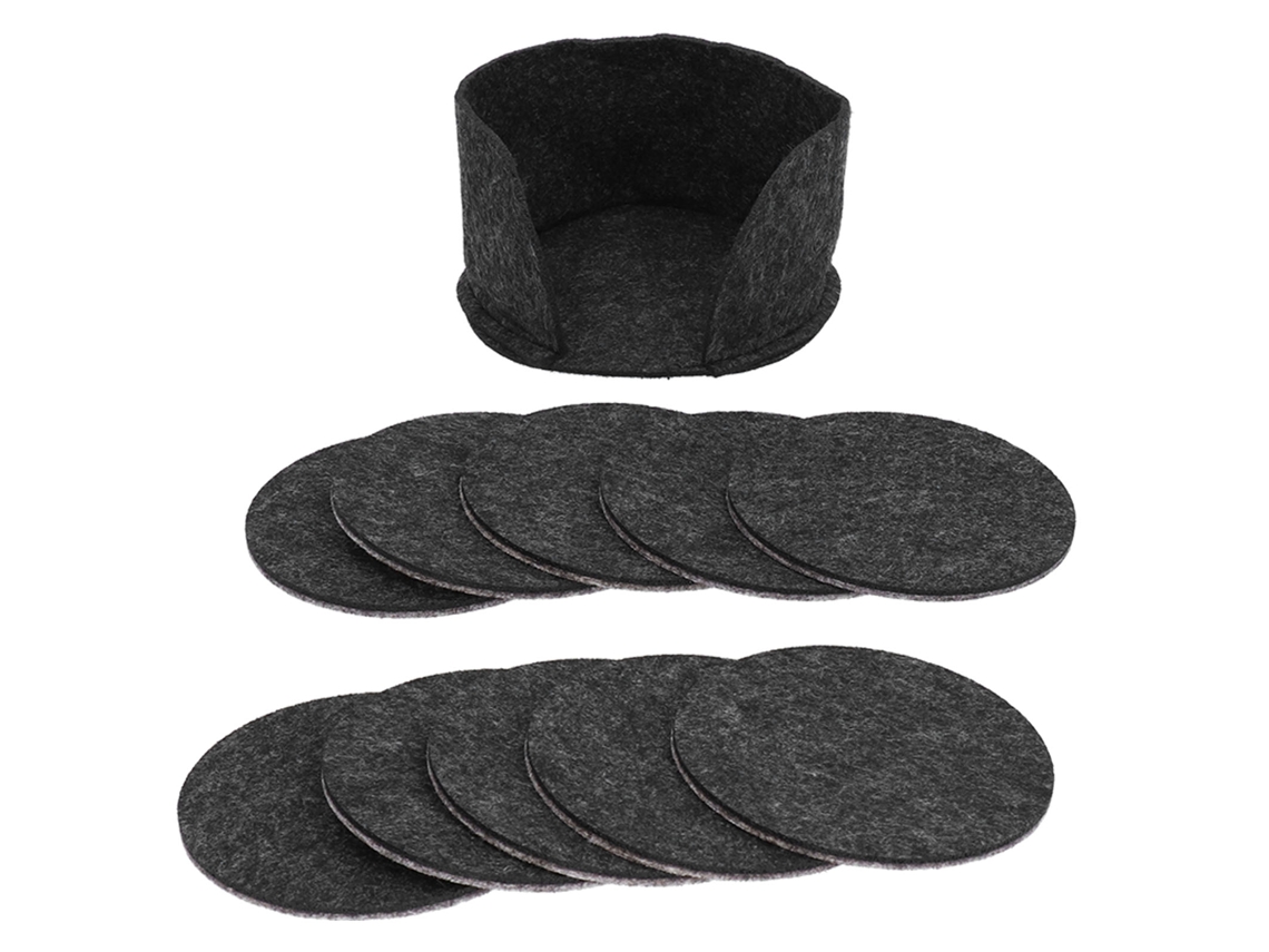 10 Protectores De Fieltro Redondos De 10 Cm Para Vasos, Tazas Y Mesas. Aislamiento Térmico.