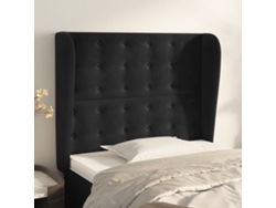 Cabecero Con Orejas De Terciopelo Negro 83x23x118/128 Cm