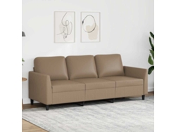 Sofá De 3 Plazas | Sofá De Salón | Sofá De Descanso De Cuero Sintético Color Capuchino 180 Cm