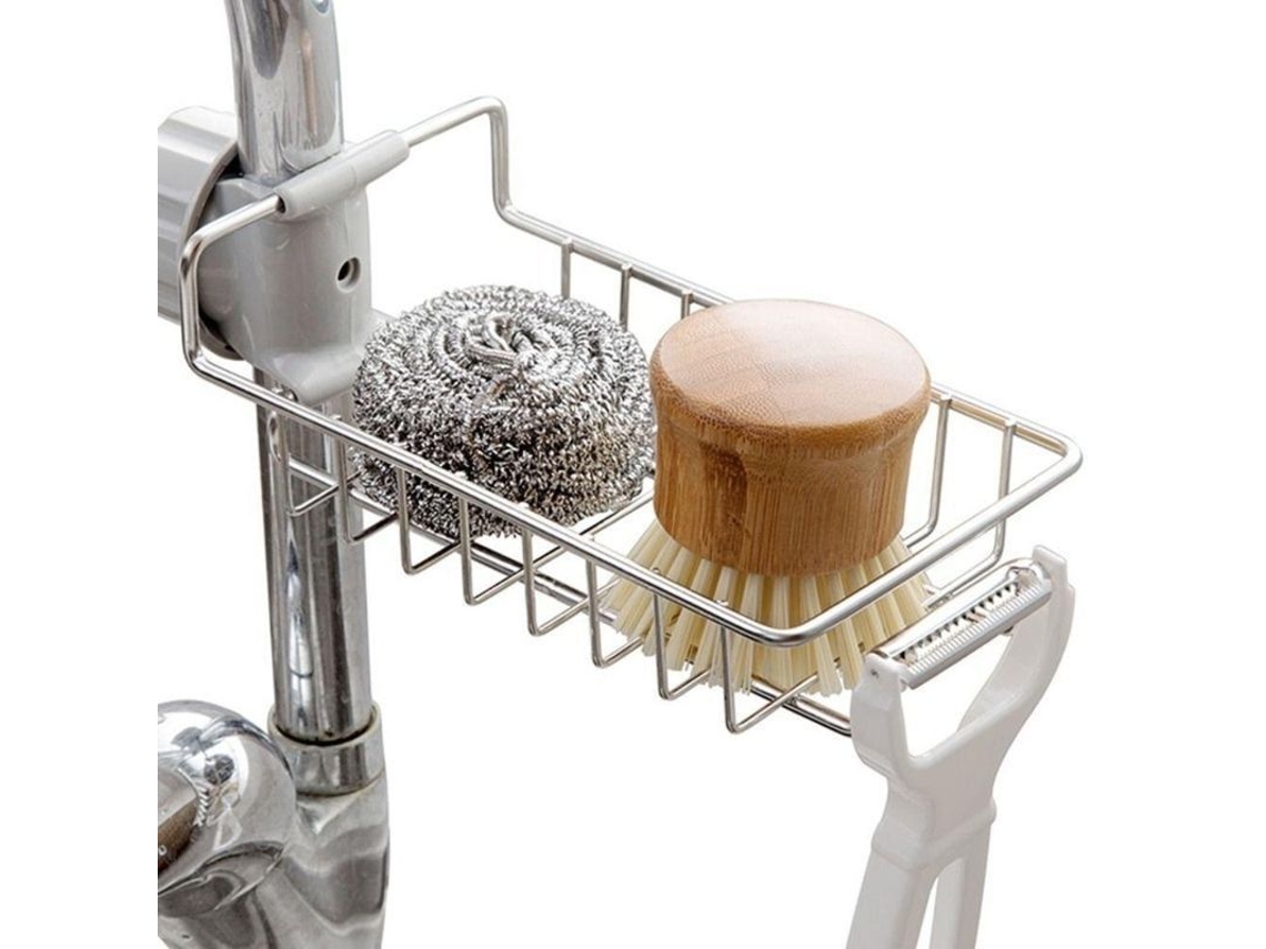 Portavasos de Grifo de Cocina Y Baño Con Esponja Colgante, Acero Inoxidable Y Abs, Resistente Y Duradero