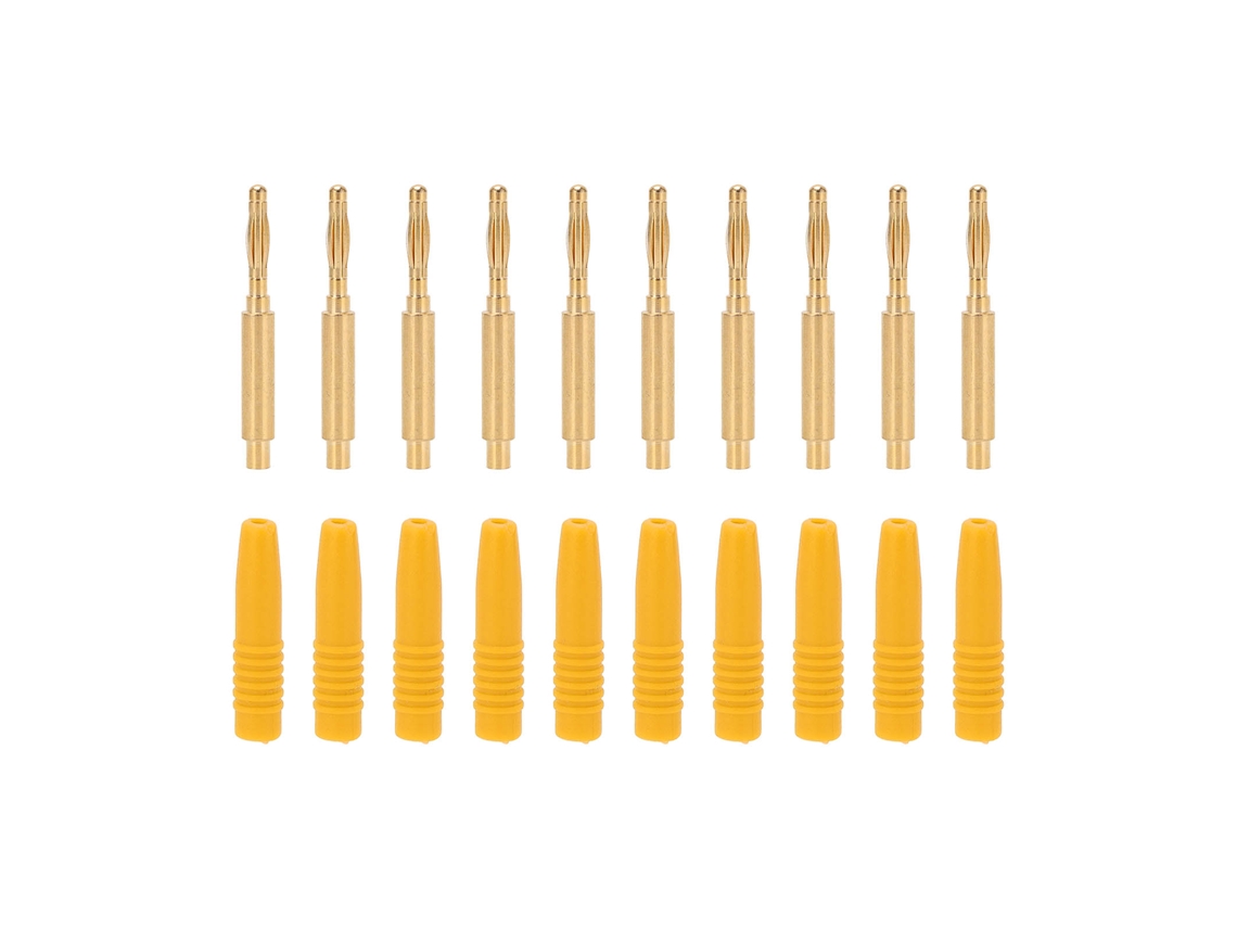 10 Conectores Banana Chapados En Oro De 2 Mm, Conector Macho Aislado Con Cubierta Amarilla Para Equipos De Prueba.