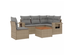 Conjunto 6 de sofás jardín con cojines VIDAXL ratán sintético beige