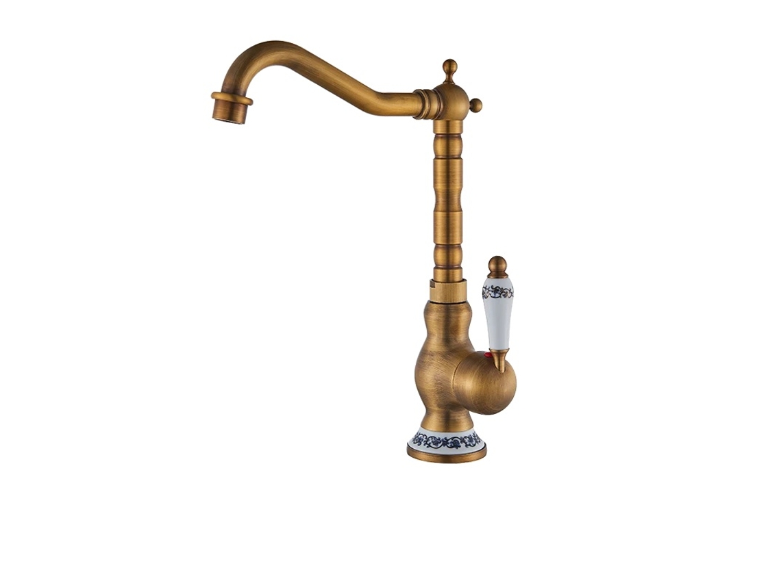 Grifo mezclador de baño de latón, válvula de cerámica duradera, grifo de agua fría y caliente, latón antiguo de alta calidad.