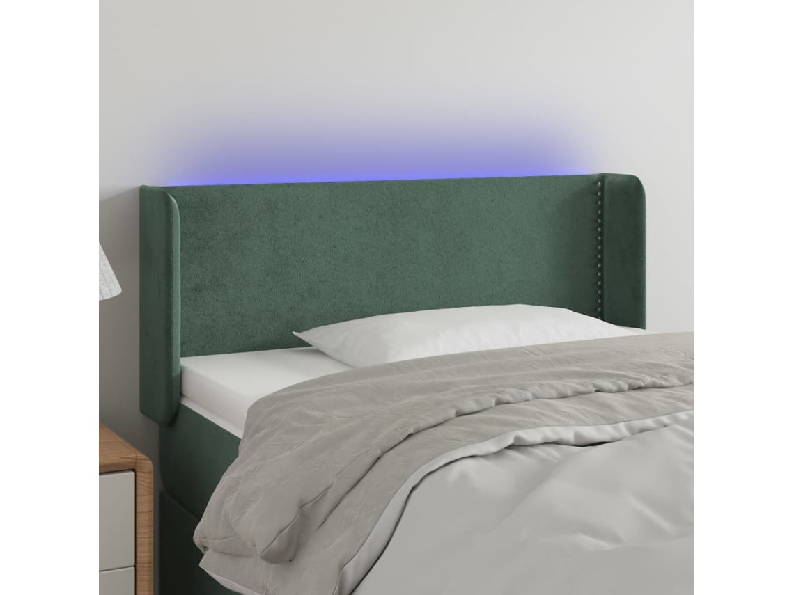Cabecero Con Led De Terciopelo Verde Oscuro 83x16x78/88 Cm