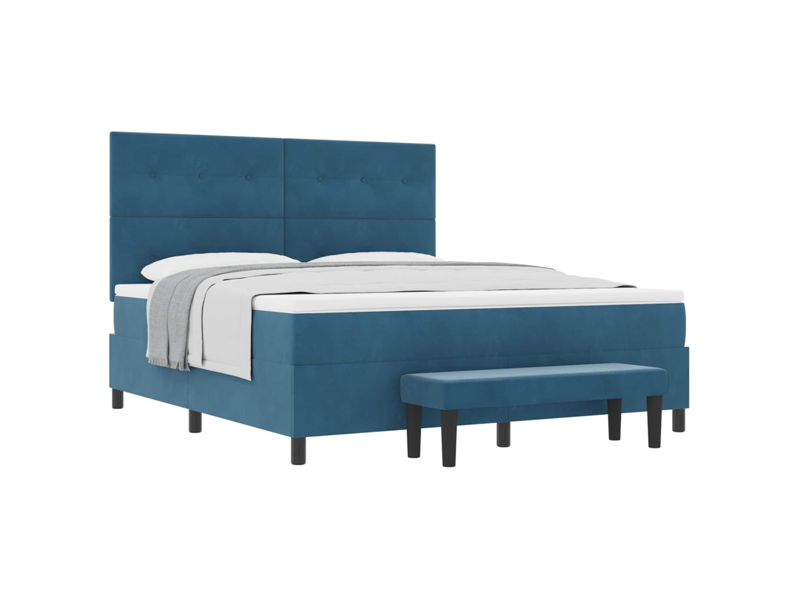 Maison Exclusive - Cama Tipo Box Spring Azul Oscuro 200 X 180 Cm Terciopelo