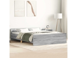 Estructura De Cama Con Cabecero Piecero Gris Sonoma 120x190 Cm