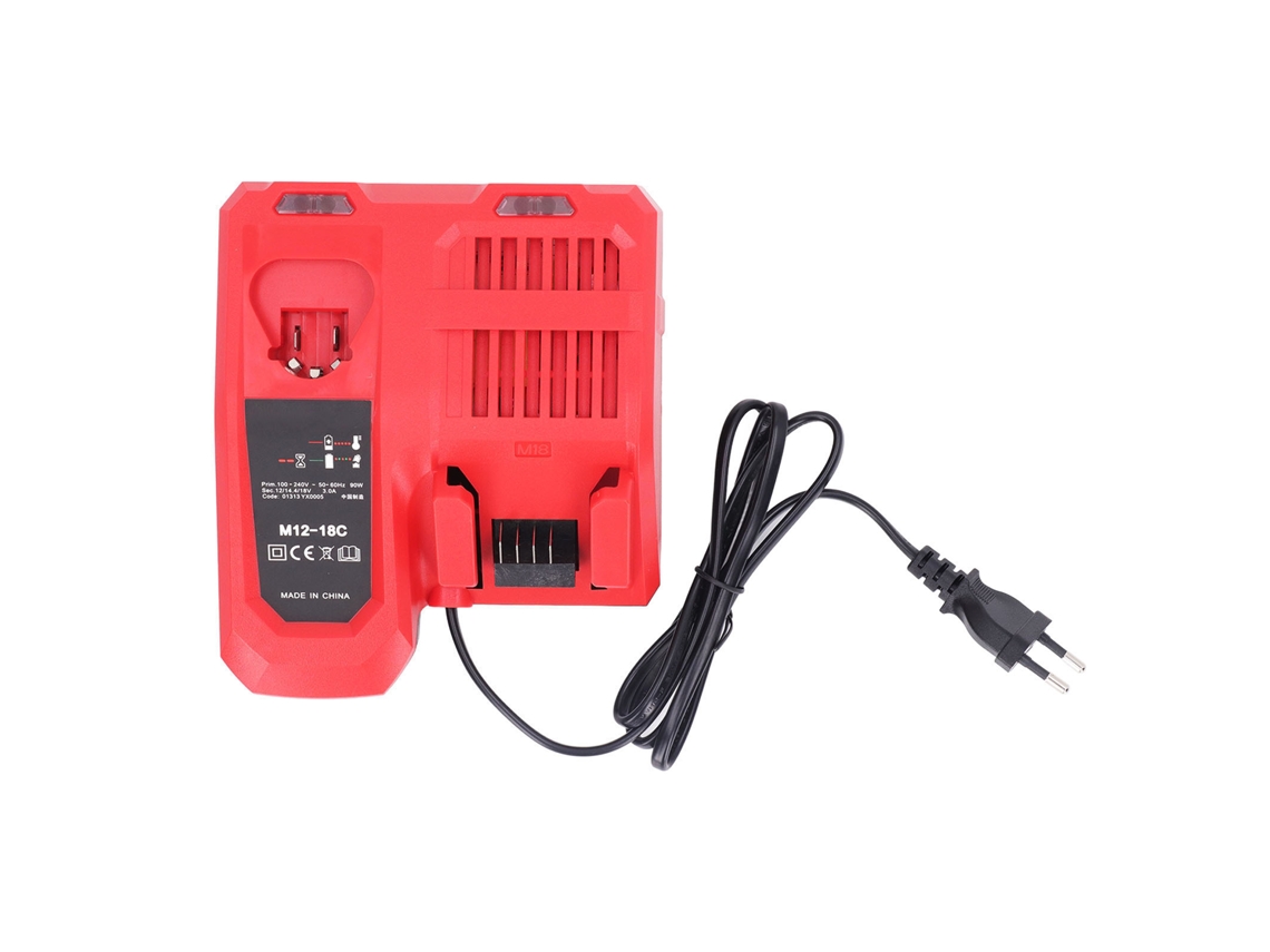 Cargador De Baterías Para Herramientas Eléctricas De Iones De Litio De 12v-18v Con 2 Entradas De Enchufe Europeo.