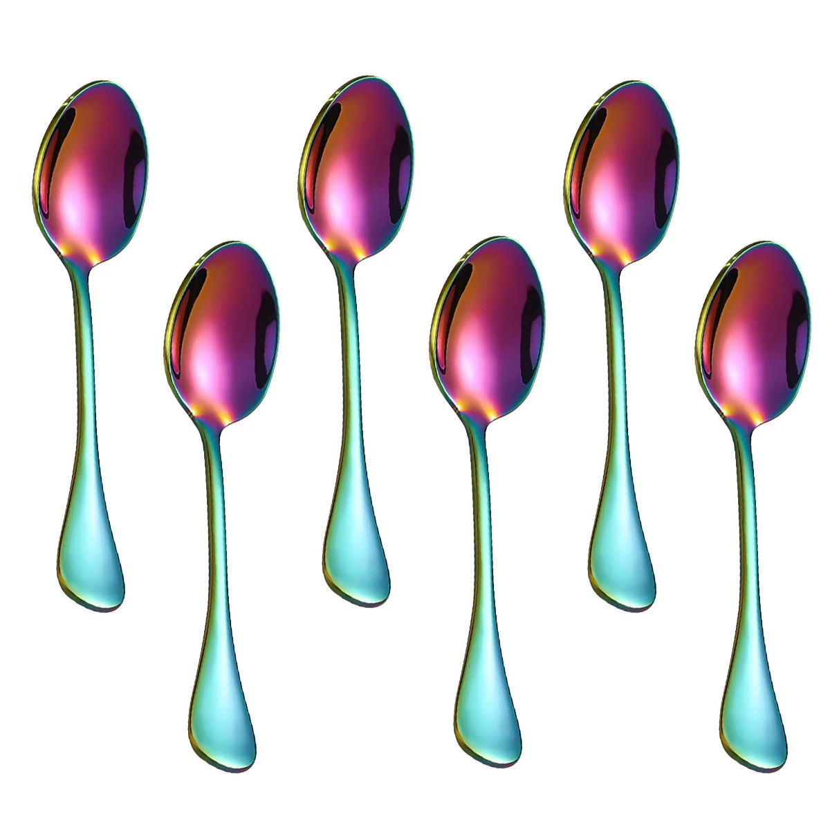 (color) Un Juego De 6 Cucharas De Café De Acero Inoxidable, Cucharas De Postre Y Cucharas De Té, Además De Mini Cucharas Doradas.