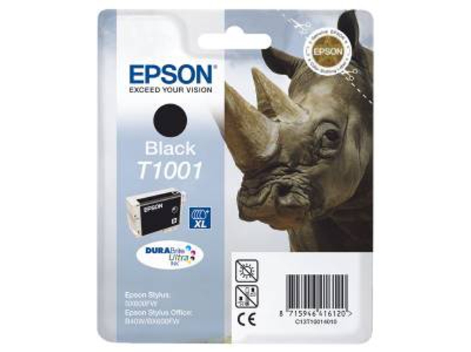 Cartucho de tinta original EPSON T1001, Rinoceronte 25,9 ml , Negro, C13T10014020