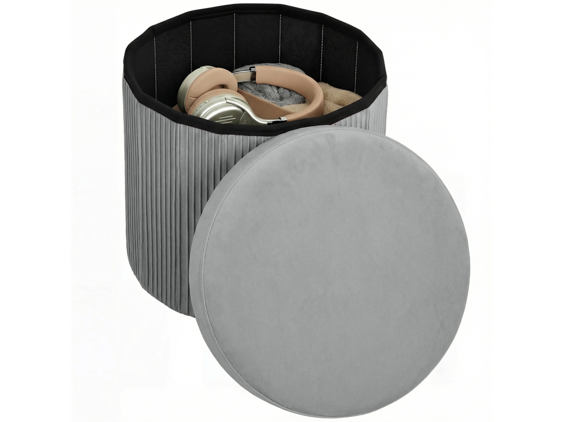 Banco Otomano De Almacenamiento, Banco Plegable, 35 L, 38 X 38 X 38 Cm, Tapizado En Terciopelo,arcón Gris Oscuro