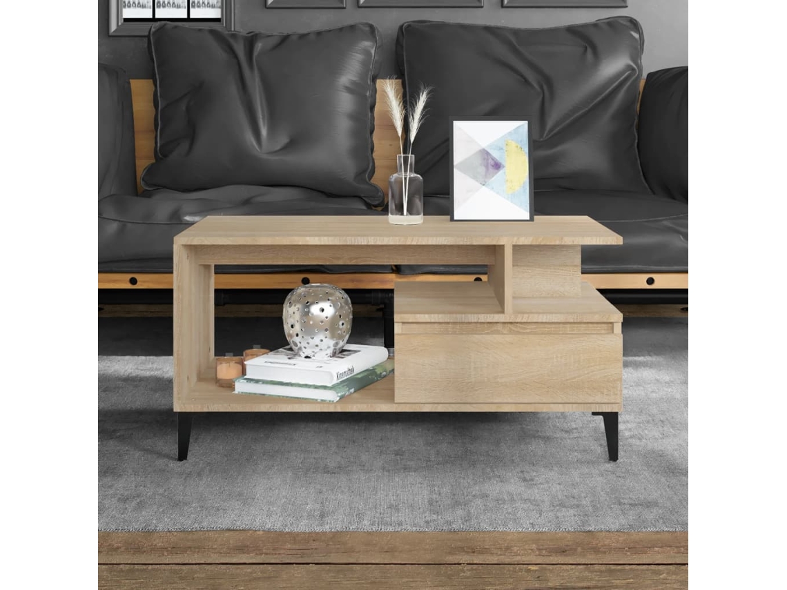 Mesa de Centro de Apoyo 90X49X45 Cm Derivados de Madera Roble Sonoma