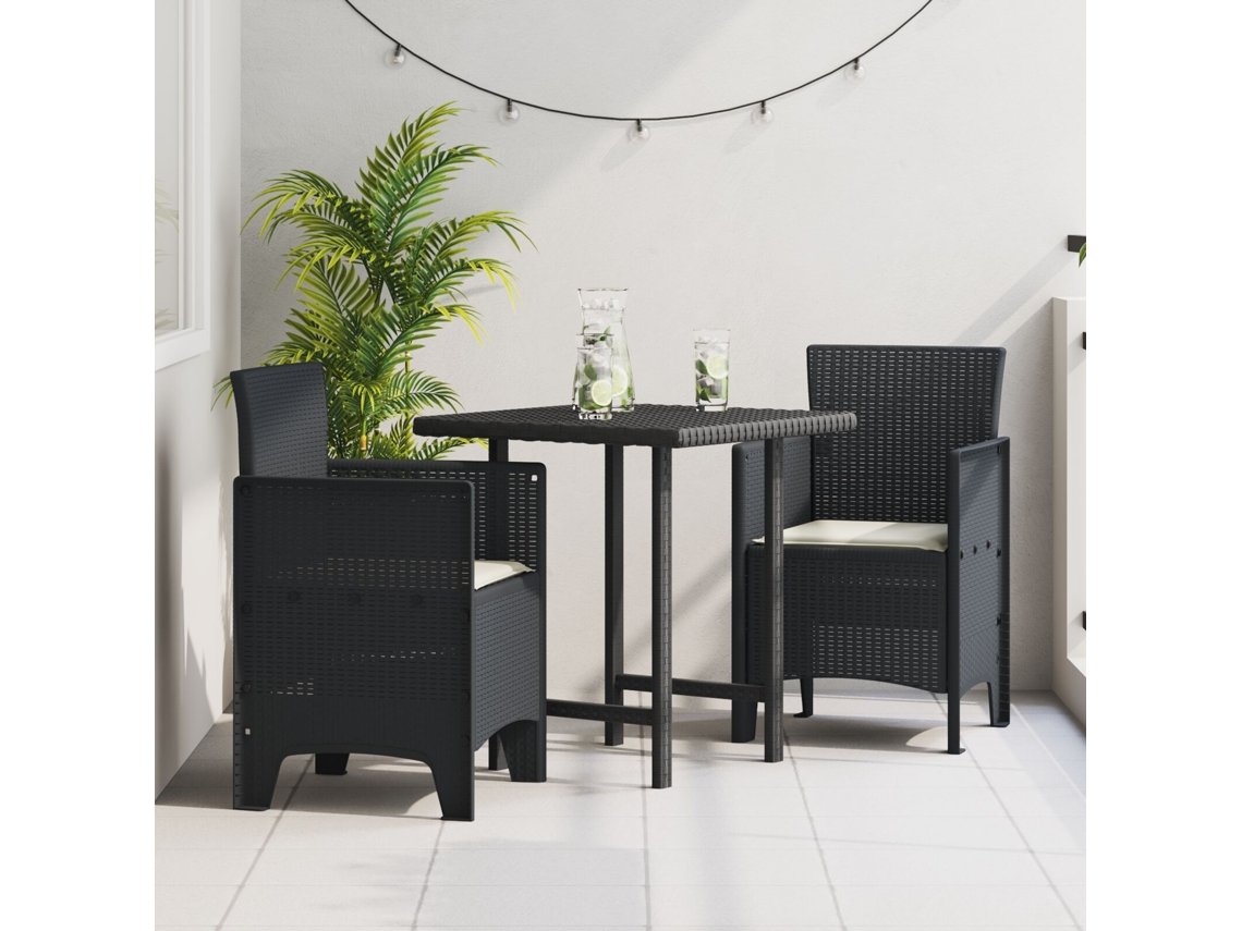 Silla De Jardín Set De 2 Antracita, Crema Poliratán Estándar