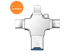 Lector de tarjetas de memoria 4 en 1, compatible con interfaces Tipo-C, Lightning y USB-C. Mdug (2 unidades)