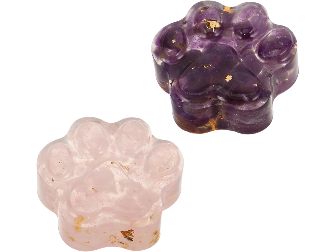 Estatuas Decorativas Huellas Cristal Natural 2 Unidades Elegante Adorno Piedras Preciosas Decoración Estar