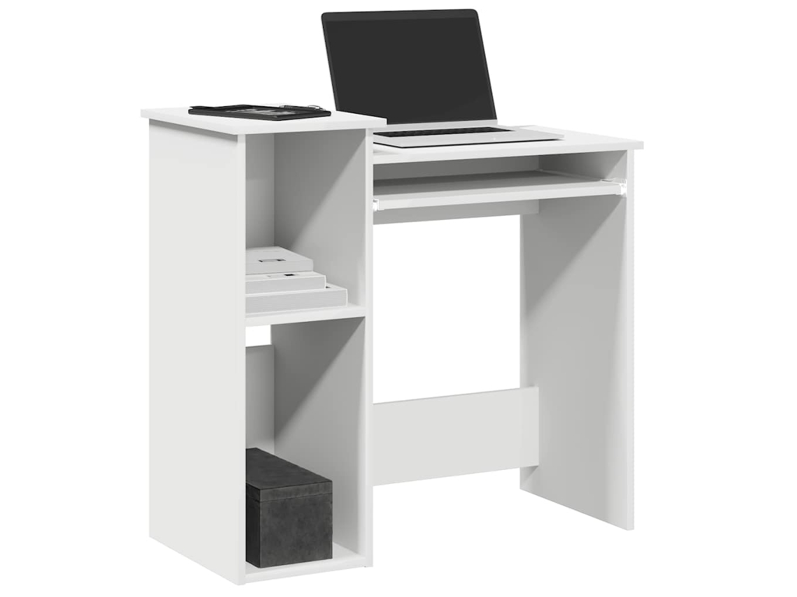 Escritorio | Mesa | Escritorio con estantes 84x40x78 cm Contrachapado blanco