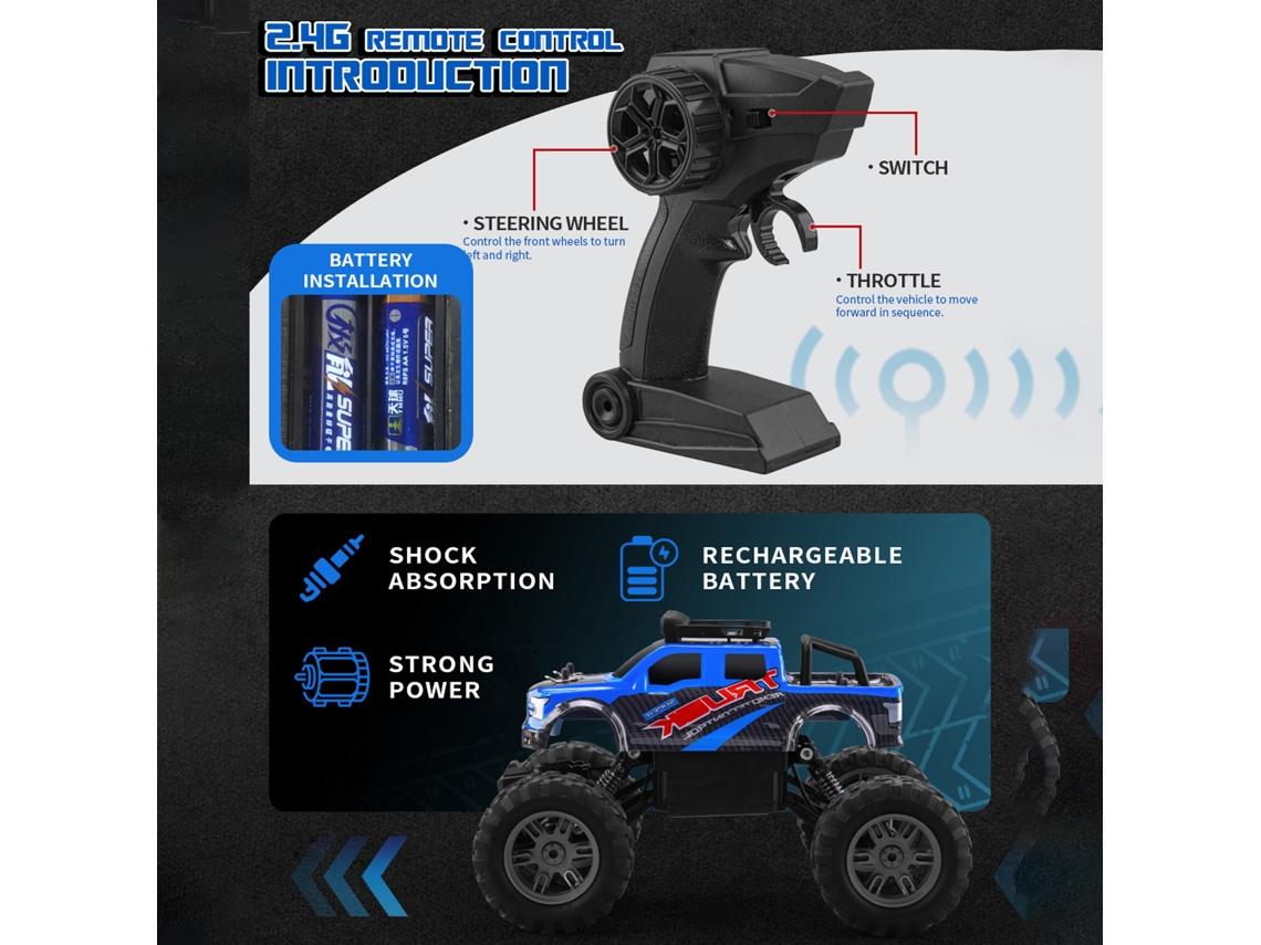 Carrinho De Controle Remoto Off-road 4wd 2.4ghz Carro De Escalada Para Todos Os Terrenos Com Stunt De Rotação 360°