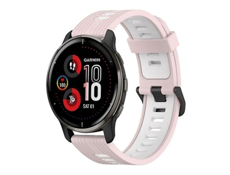 Correa para Garmin Venu 2 Plus 20 mm Patrón vertical Correa de reloj de silicona bicolor Rosa-Blanco VENISYMLIS
