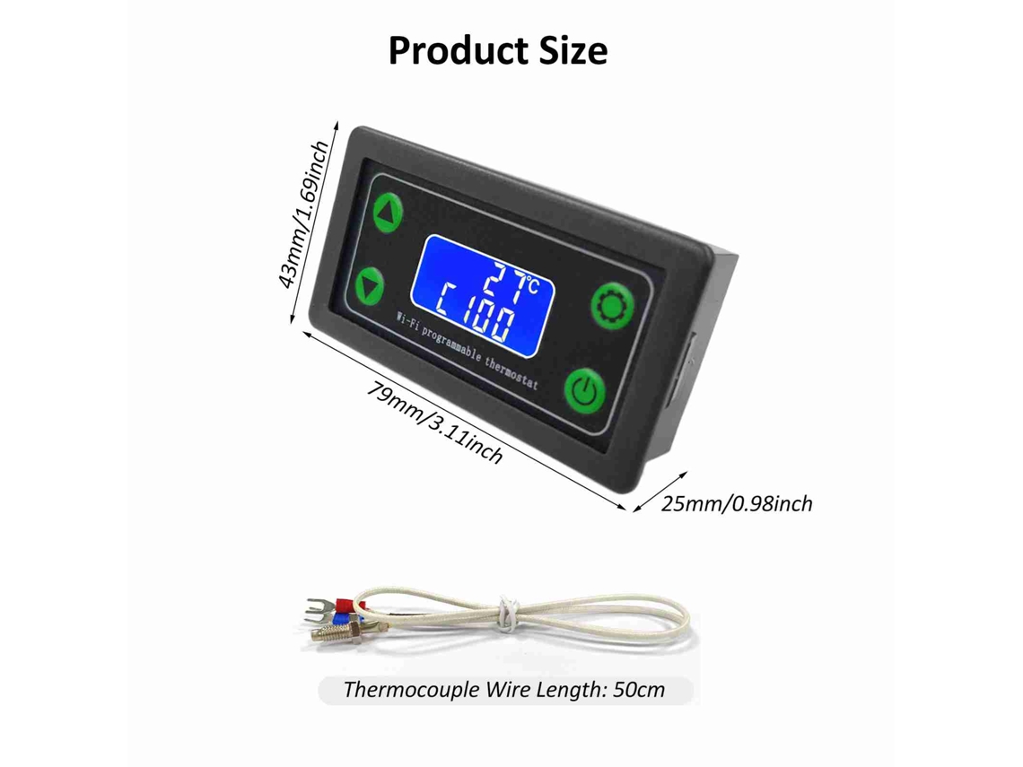 Termostato Digital Wifi De Alta Temperatura Con Termopar Tipo K -99 A 999℃
