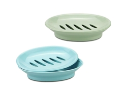 2026-2 Platos De Jabón, Reposacubos De Jabón Con Drenaje, Porta Jabón Plástico, 2 Compartimentos, Azul Y Verde
