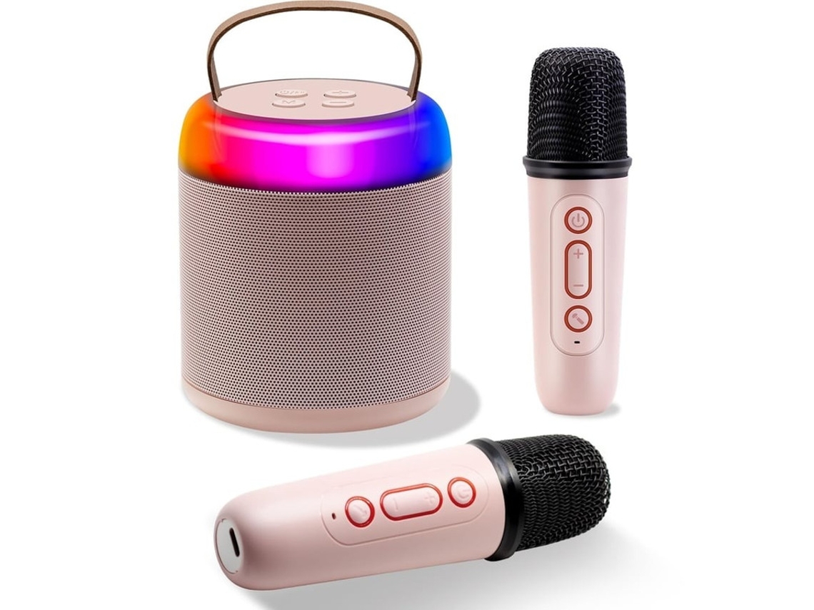 Mini máquina de karaoke para niños y adultos, altavoz Bluetooth portátil con 2 micrófonos inalámbricos y reproductor de música Yizhood.