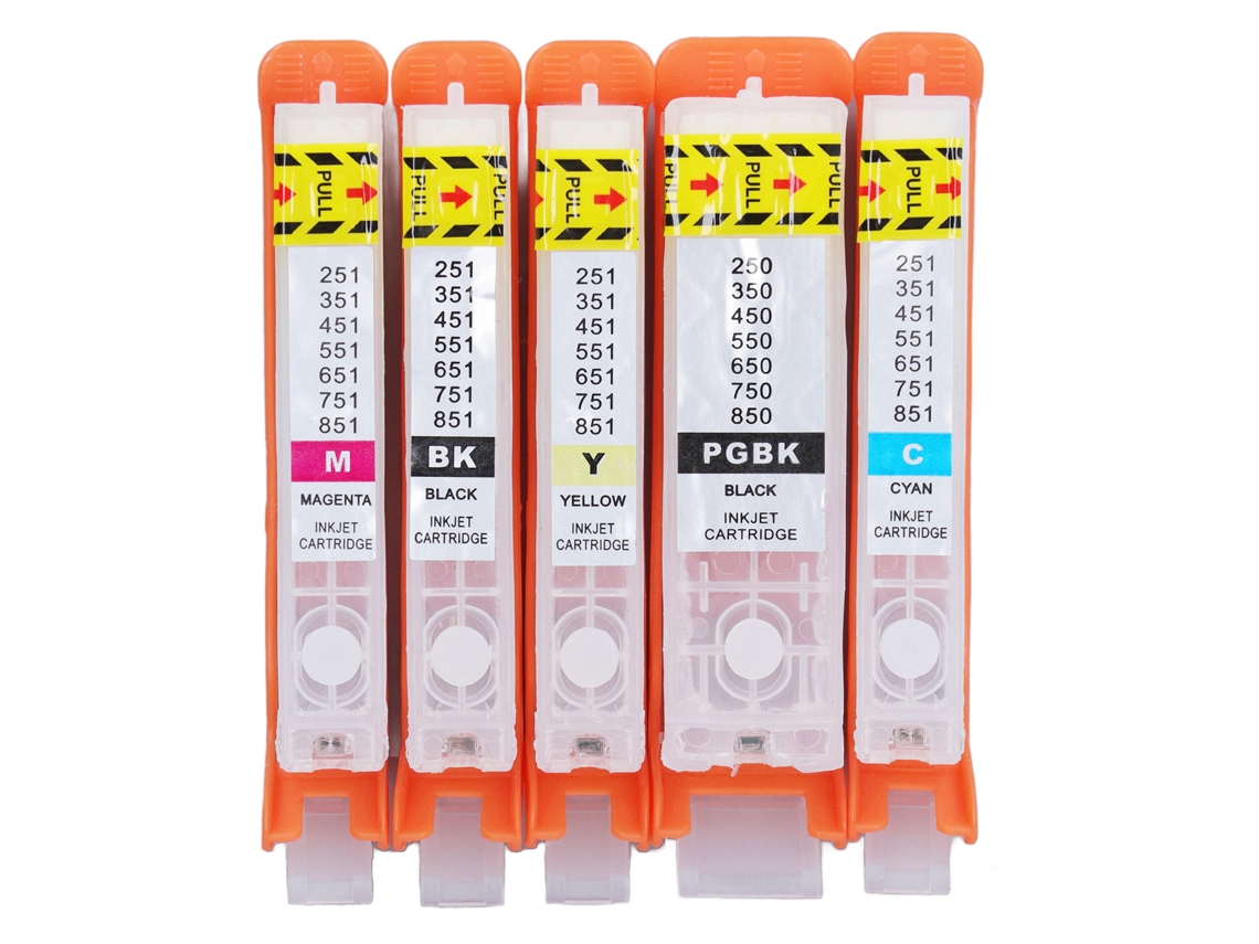 5 Cartuchos De Tinta Reutilizables Pgbk Bk Cmy Para Impresora Con Salida De Tinta Suave.